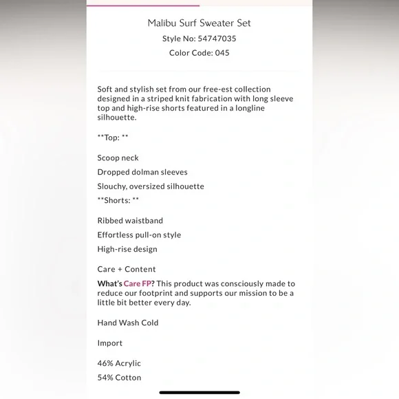 Free People Beach Malibu Surf Sweater Set Stripe Red Blue Knit Set Shorts Top - Picture 10 of 11